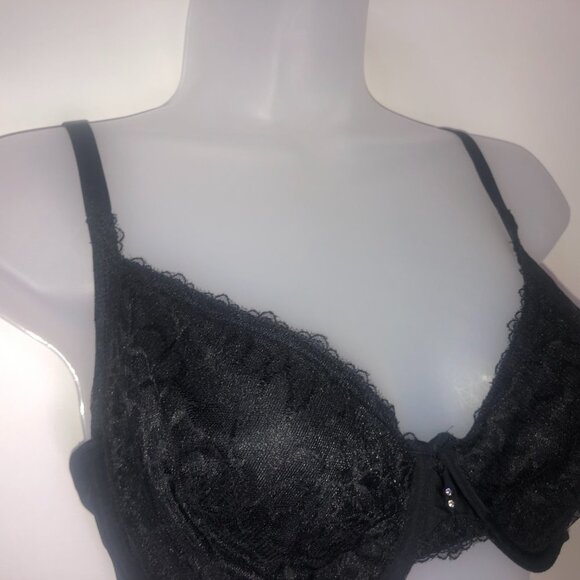Lily of France Black Lace Bra 38D - Picture 3 of 7